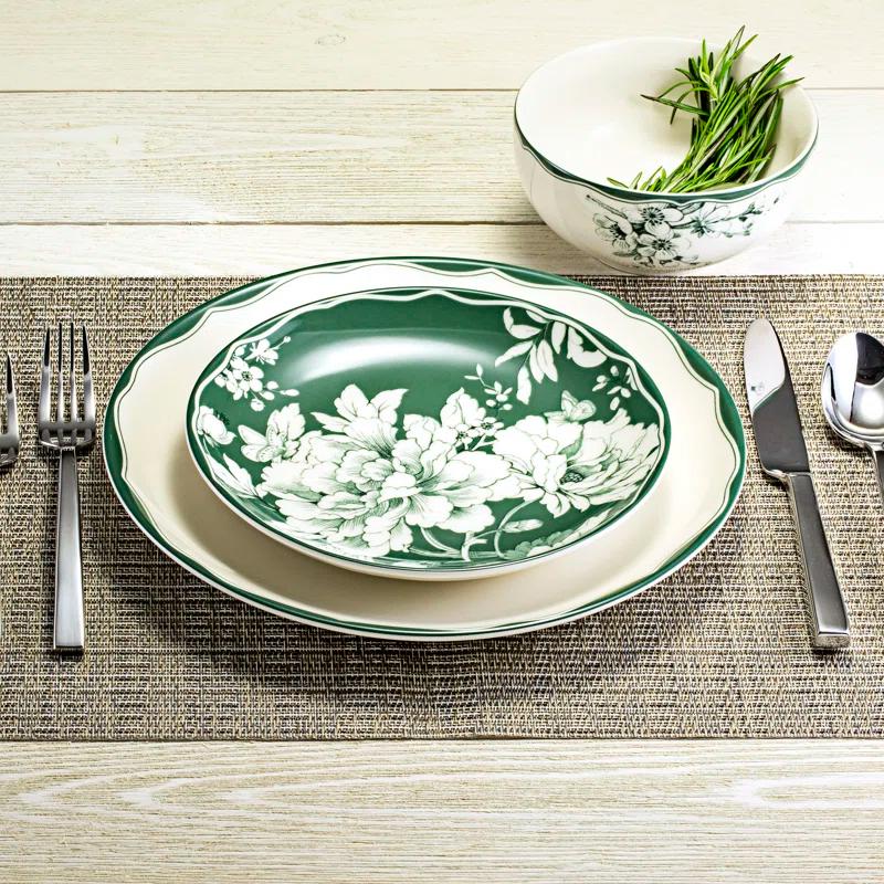 222 Fifth 222 Fifth Brittany 12-Piece Porcelain Dinnerware Set - Service For 4, Plate & Bowl Set