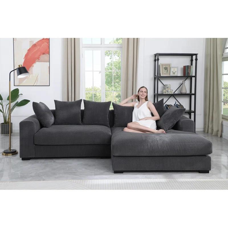 DEVION Furniture Naomi Corduroy Upholstered Sectional