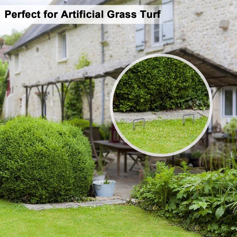 Amagabeli 200 Pack 6 Inch Galvanized Staple 11 Gauge Garden Stakes Sod Pins Anti-Rust for Weed Barrier Cover