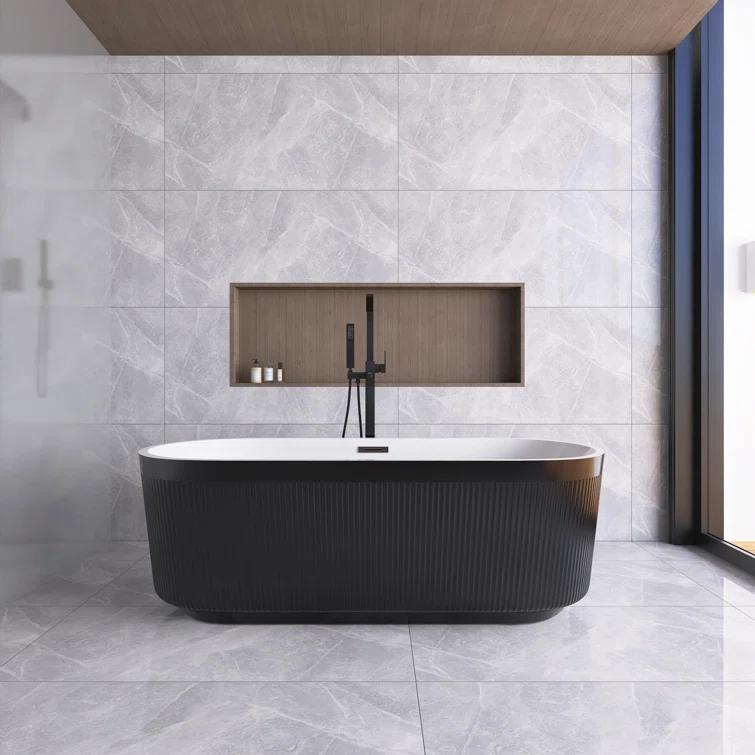 JimsMaison 67'' Freestanding Soaking Acrylic Bathtub JMBAFBT05-67B