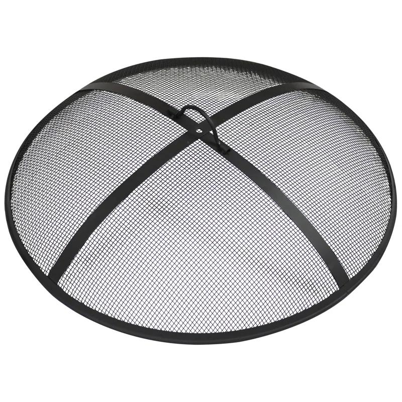SunnyDaze Decor Heavy-Duty Round Steel Mesh Fire Pit Spark Screen with Handle