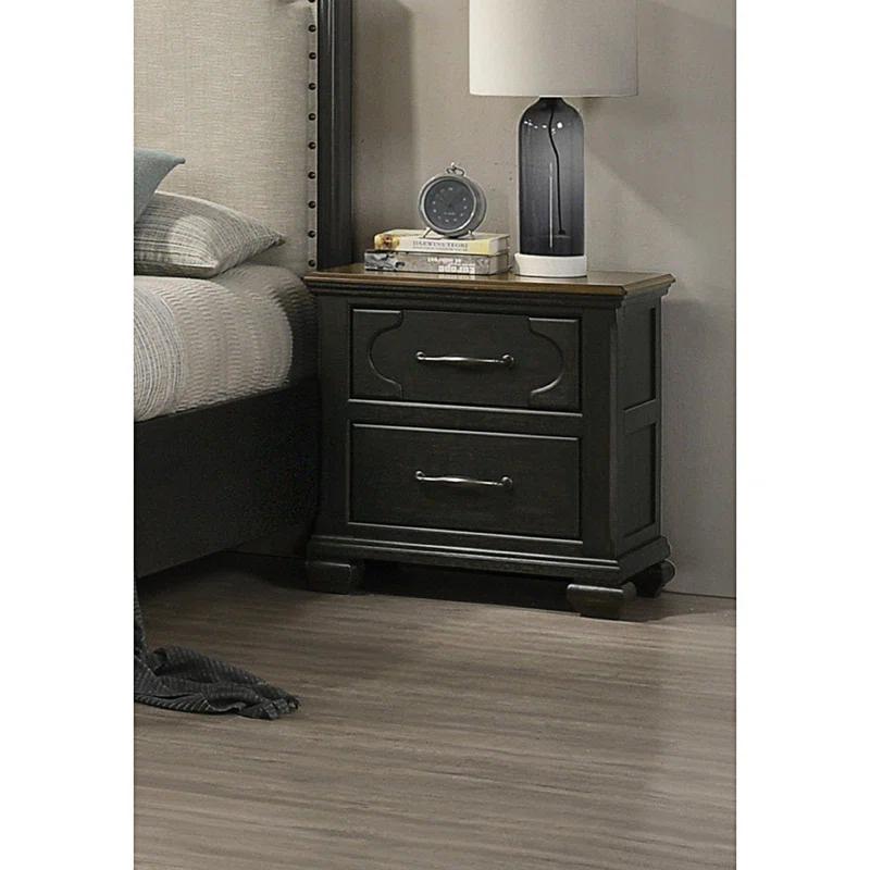 Canora Grey Traditional 2-Drawer Nightstand With Metal Knobs, Modern Night Stand