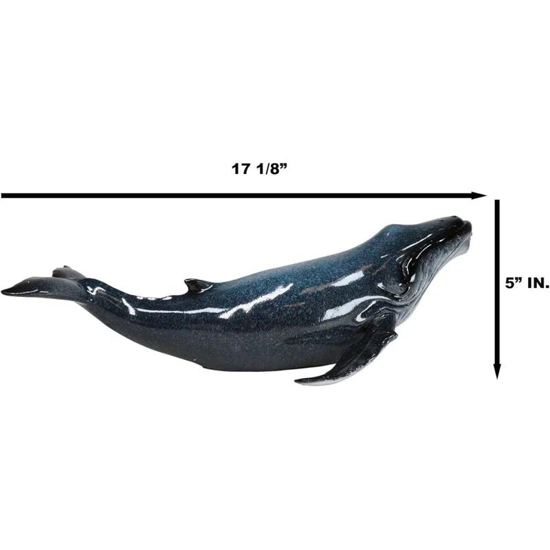Highland Dunes Large Nautical Ocean Marine Baleen Humpback Whale Swimming Figurine 17"L