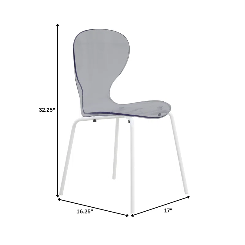 Ivy Bronx Edenfield Dining Chair with Curved Back and Waterfall Edge Seat White Powder-Coated Metal Legs