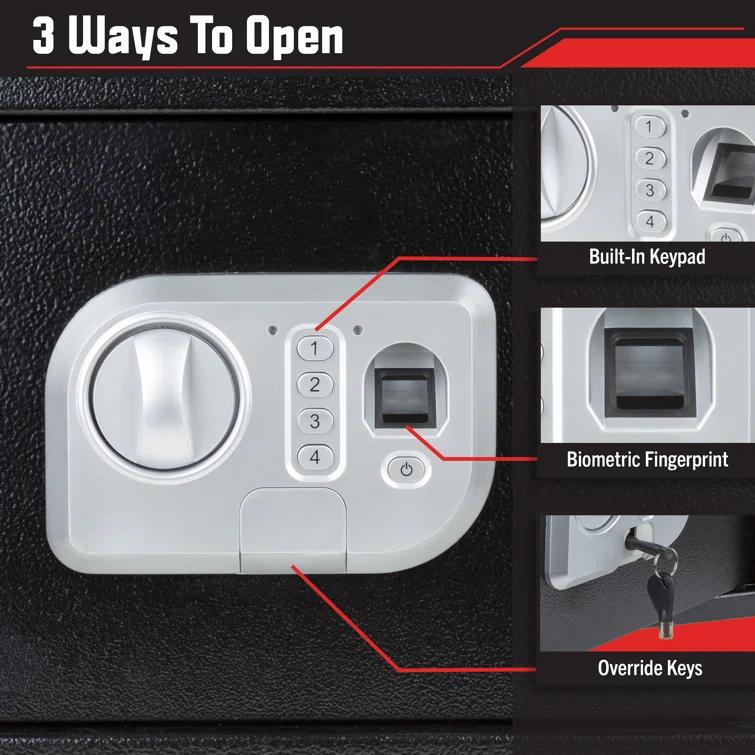 Stalwart Stalwart Electronic Safe - Digital Biometric Fingerprint Lock Box with 2 Override Keys