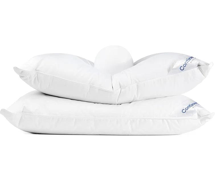 ContinentalBedding Continental Bedding Soft Down Pillows, 2-Pack, 550FP, 75% Down 25% Feather, 400TC 100% Cotton Cover (Set of 2)