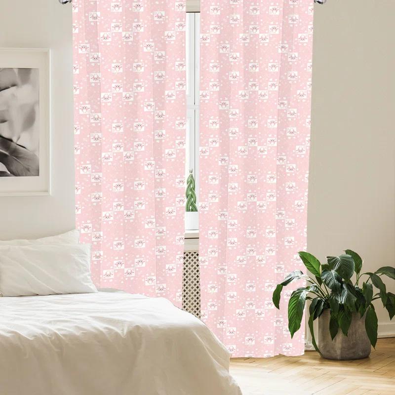 Owls Semi-Sheer Rod Pocket Curtain Panels (Set of 2)