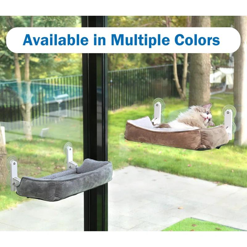 Archie & Oscar™ Foldable Cat Hammock For Window With Bolster - Cordless, Fold-Up, Three-Side Bolstered Machine Washable Fluffy Bed, Robust Metal Frame - Cat Window Perch For Large Cats And Kittens - Gray