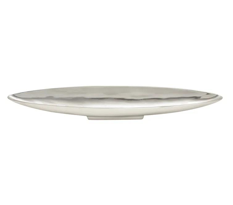 Ivy Bronx Hurtt Aluminum Metal Sleek Minimalistic Boat Decor Silver Tray