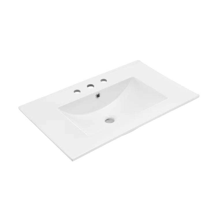 Jonathan Y Ancillary 3-Hole 30" Classic Contemporary Rectangular Ceramic Single Sink Basin Vanity Top