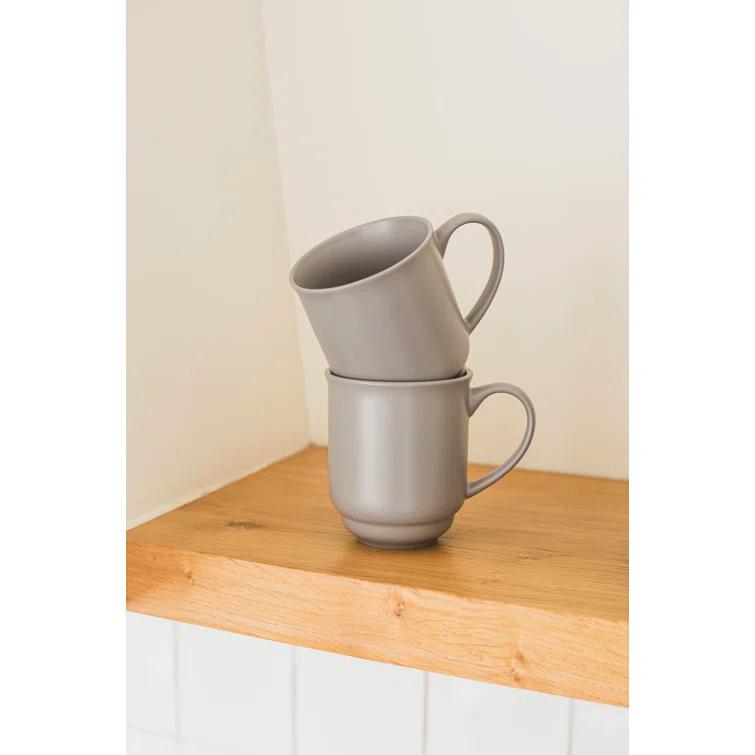 over&back Rimmed 16oz Semi-Matte Hand-Finished Stoneware Mugs, Set of 4
