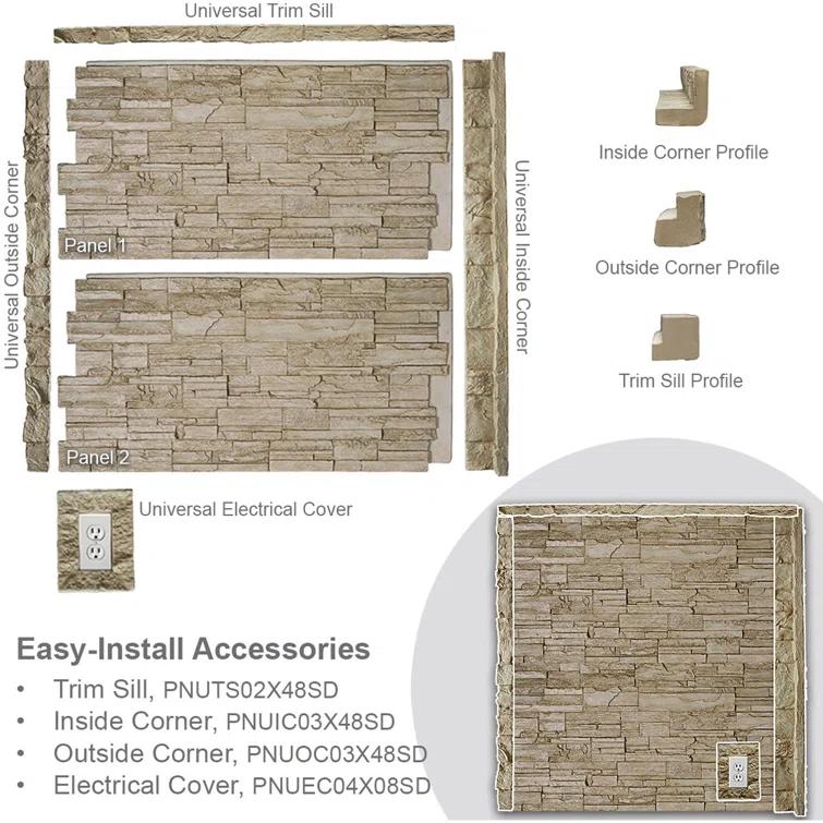 Ekena Millwork Universal Inside Corner for EverStone Faux Stone Siding Panels