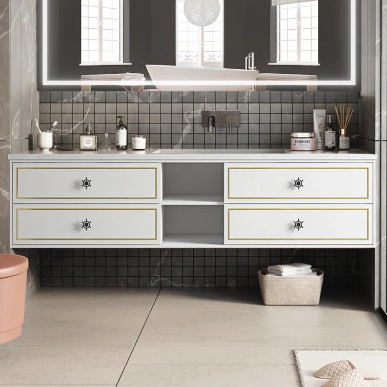 AMANI Eleen 96 In. W X 23 In. D X 22 In. H Bath Vanity Cabinet Without Top