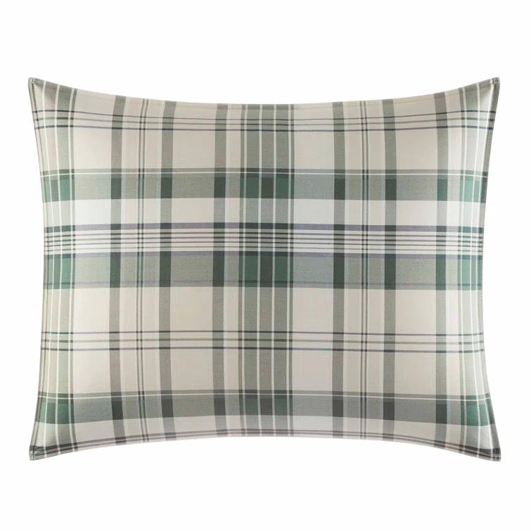 Eddie Bauer Plaid and Stripes Eddie Bauer Timbers Green Cotton Reversible Bedding Set