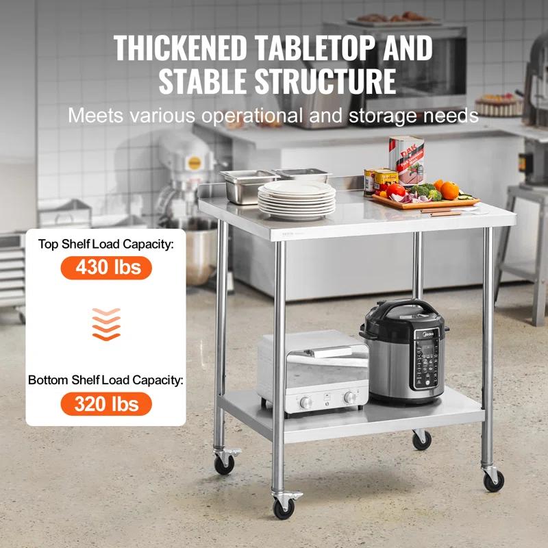 VEVOR VEVOR Stainless Steel 24'' W x 40'' H Adjustable Portable Work Table
