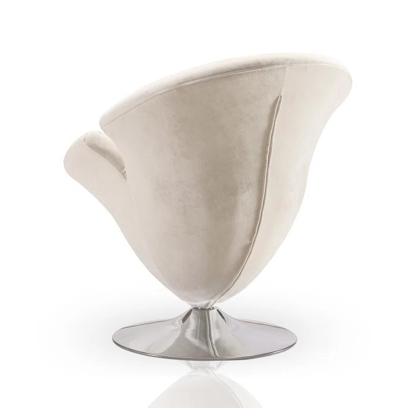 Manhattan Comfort Tulip Velvet Upholstered Swivel Barrel Chair in White