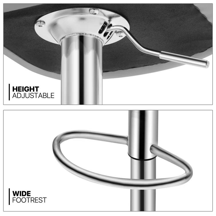Latitude Run® Adjustable Swivel Bar Stools, Faux Leather Counter Height Barstools Dining Chairs with Footrest (Set of 2)