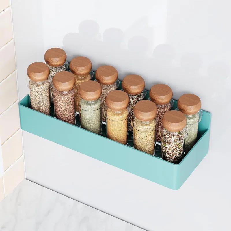 Textiles Hub Magnetic Spice Rack For Refrigerator, Kitchen Organizer And Storage Shelf, Blue (4 Pack)…