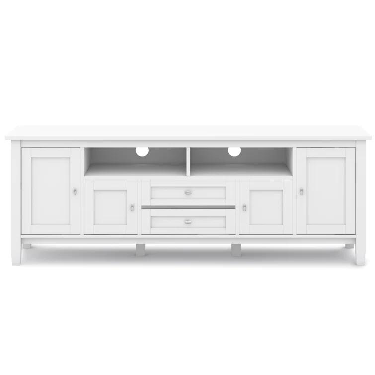 Simpli Home Warm Shaker 72"W Solid Wood TV Stand for TVs up to 80" with 4 Storage Cabinets and 2 Drawers
