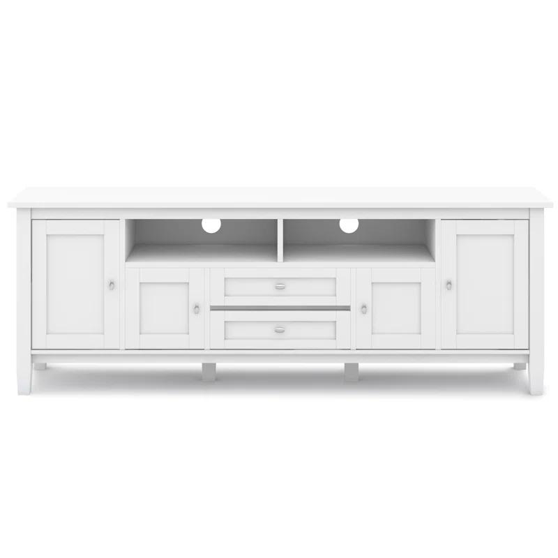 Simpli Home Warm Shaker 72"W Solid Wood TV Stand for TVs up to 80" with 4 Storage Cabinets and 2 Drawers