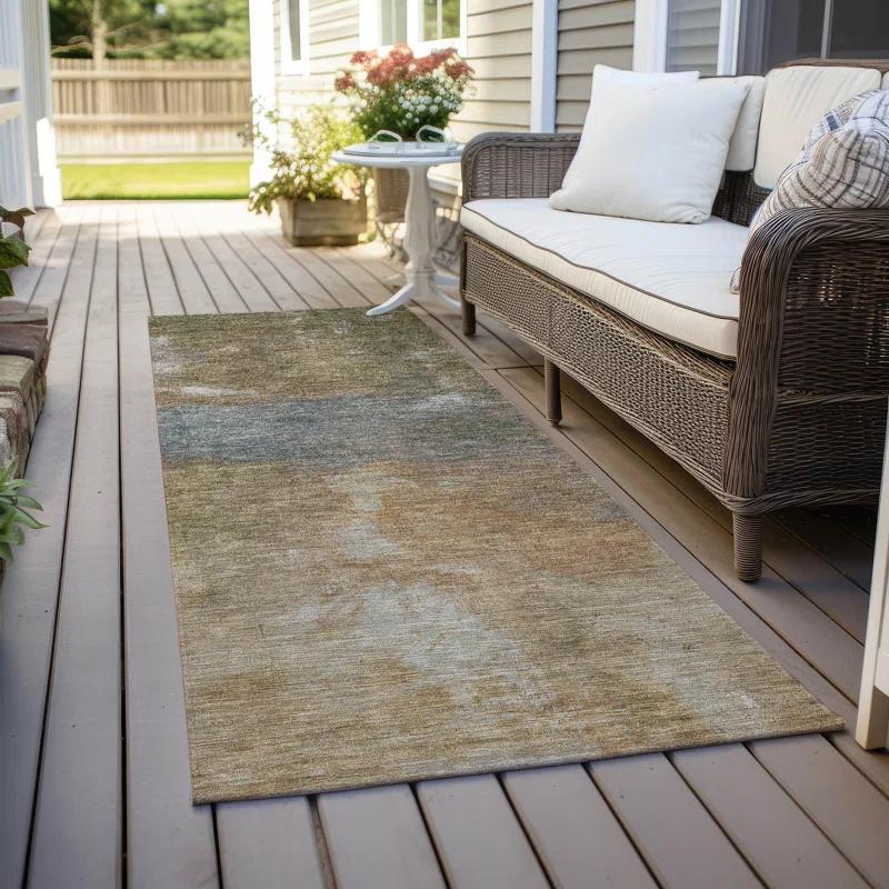 Machine Washable Indoor/Outdoor Chantille ACN1364 Copper Rug