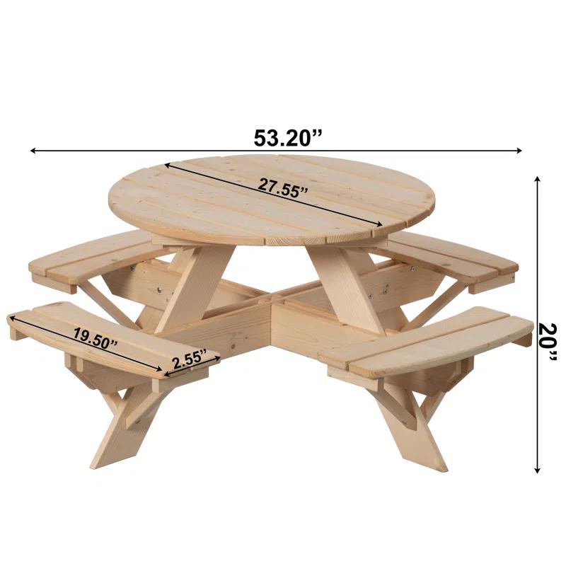 Isabelle & Max™ Admeto Wooden Kids Round Picnic Table Bench, Outdoor Children's Backyard Table, Crafting, Dining, and Playtime Patio Table