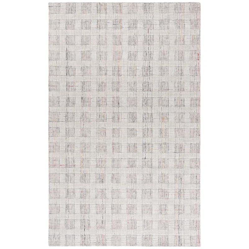 Ebony Hand Tufted Wool Pile Plaid Rug