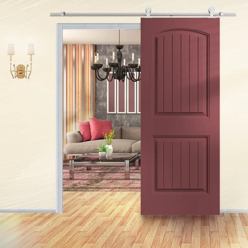 Calhome 80'' Hollow Paneled Painted with Installation Hardware Kit Barn Door