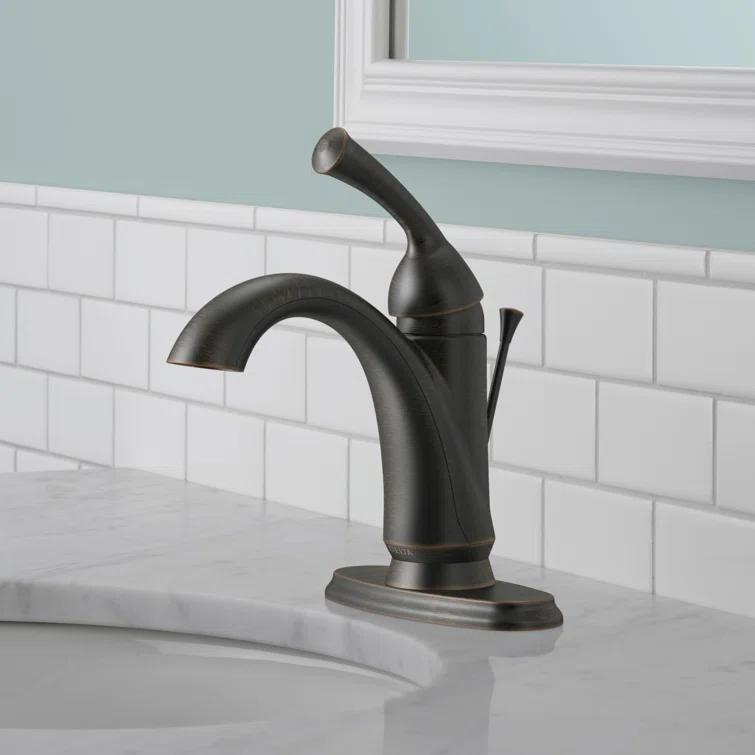 Delta Haywood Single Hole Bathroom Faucet with Drain Assembly, Single Handle Bathroom Sink Faucet 15999-RB-DST