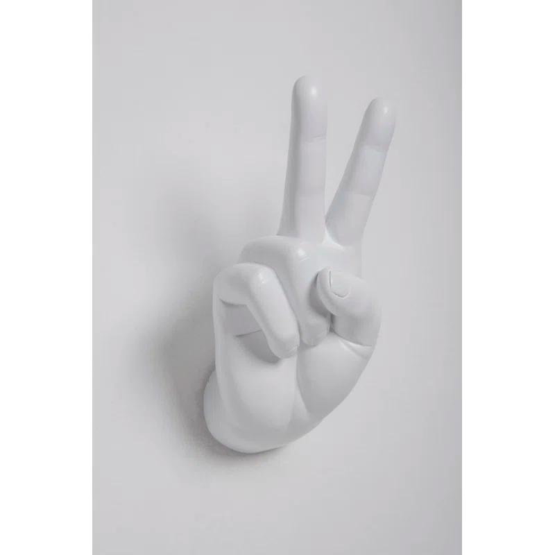 Wrought Studio™ Serap White Peace Hand Wall Mount - 8.5" tall