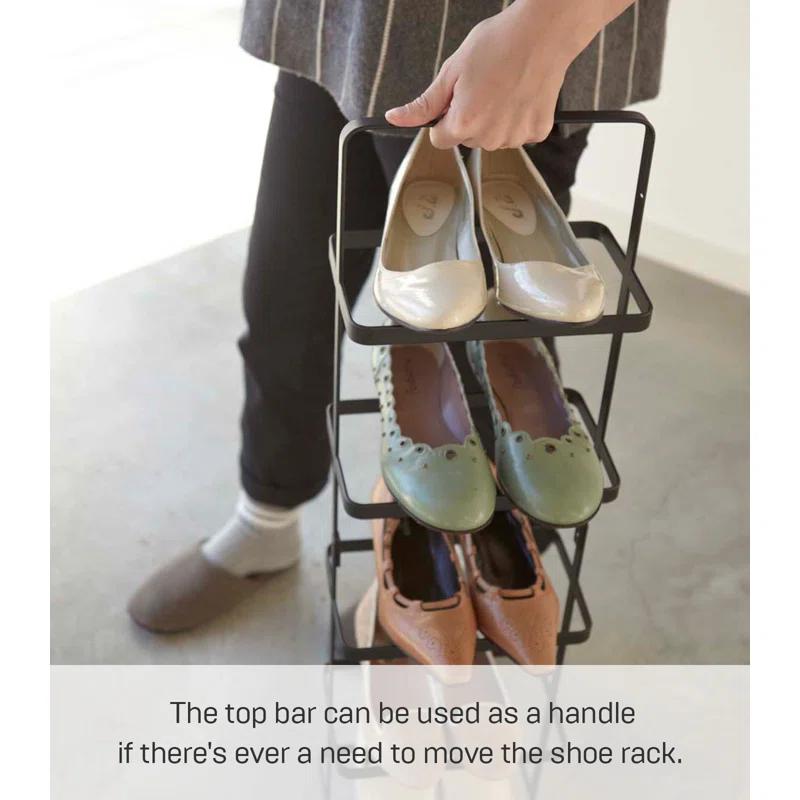 Yamazaki Home Steel Upright 5 Pair Shoe Rack with Handle