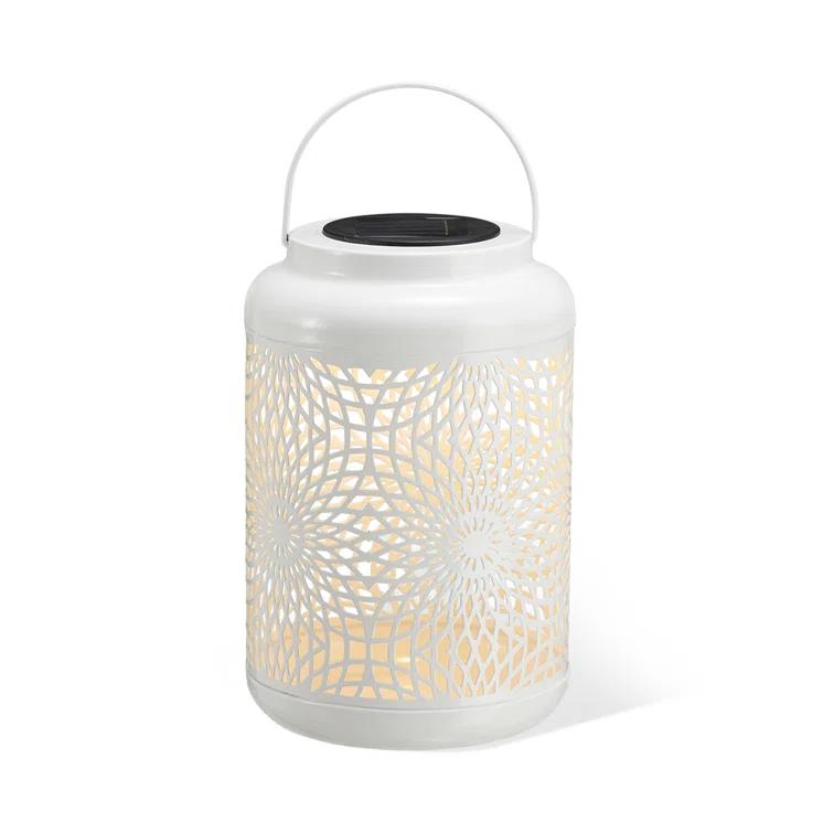 Winston Porter 8.75"H Metal Cutout Solar Powered Outdoor Hanging Lantern