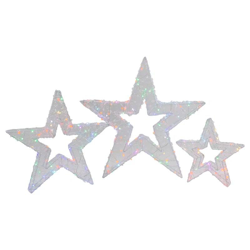 Northlight Seasonal Set of 3 LED Lighted Color Changing Stars Outdoor Christmas Decorations 23"