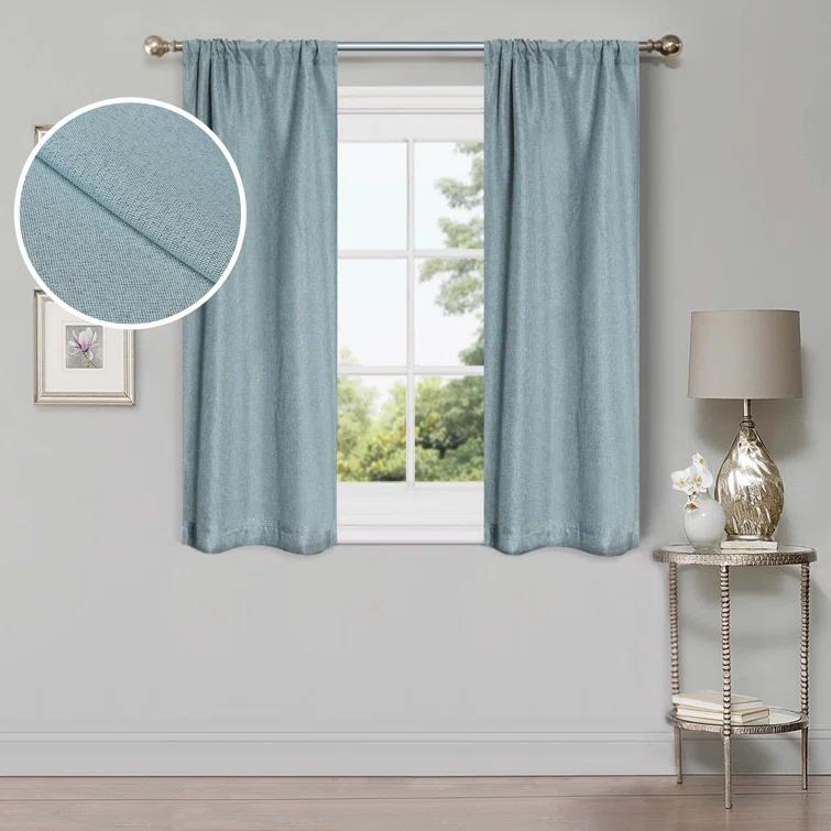 Gracie Oaks Evayah Modern Linen Inspired Classic Solid Room Darkening Curtain Panel (Set of 2)
