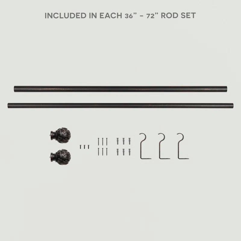 Lark Manor™ Jewett Exclusive Home Vine 1" Curtain Rod and Coordinating Finial Set, Adjustable