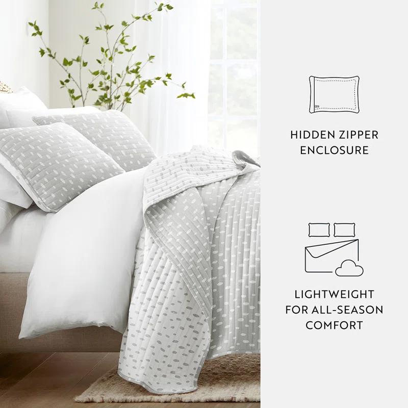 Becky Cameron Becky Cameron Gray Polka Dots Pattern Reversible Quilt Set