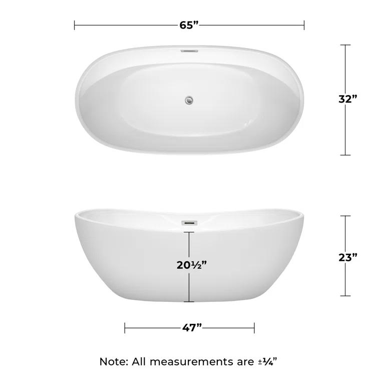 Wyndham Collection Rebecca 65'' x 32'' Freestanding Soaking Acrylic Bathtub WCOBT101465