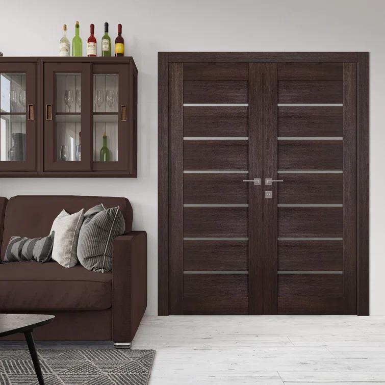 Belldinni Avon 07-02 Solid Manufactured Wood and Glass Paneled Prefinished Standard Double Door