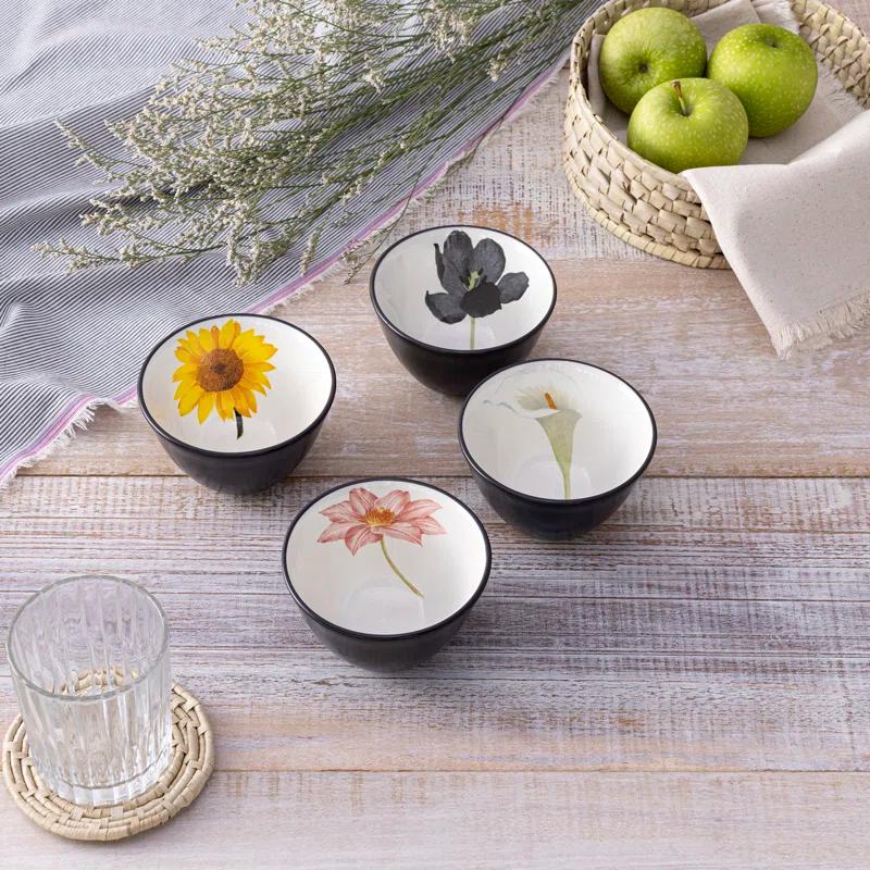 Noritake Noritake Colorwave Graphite 4", 7 oz. Floral Mini Bowls (Set of 4)