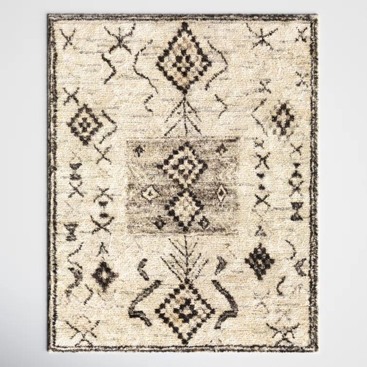Clive Southwestern Hand-Knotted Wool Cream/Gray/Black Area Rug