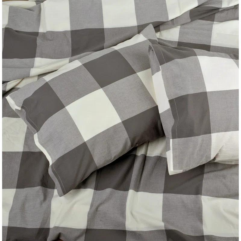 Home Soft Things Gingham Flannel Plaid Duvet Cover Set