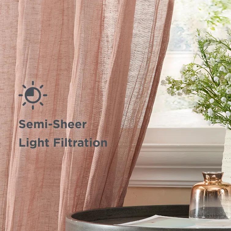 Solid Semi-Sheer Curtain Panels (Set of 2)