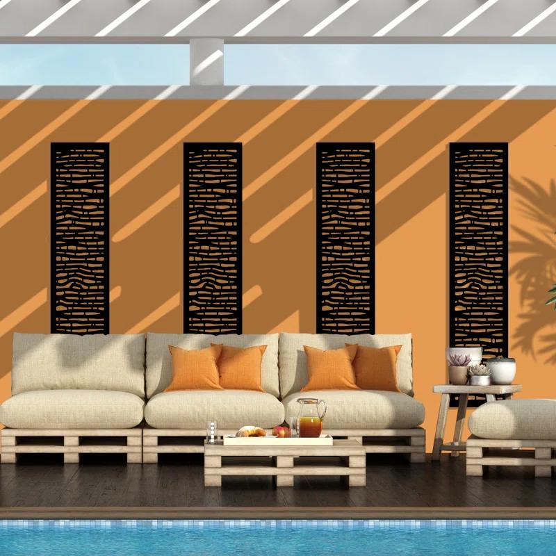 OUTDECO 16"x72" Outback Galvanized Steel Wall and Fence Extension Privacy Panel, Black