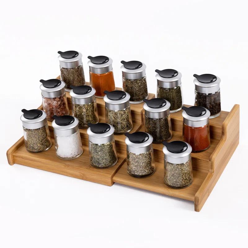 Seville Classics 3-Tier Expandable Bamboo Spice Rack