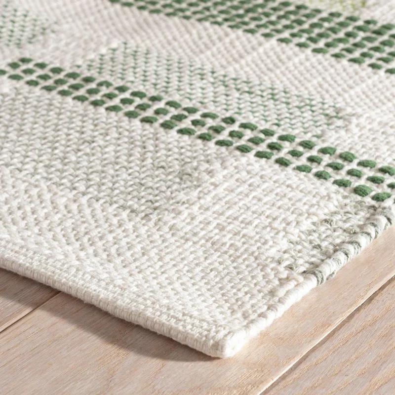 Dash and Albert Rugs Kit Kemp x Annie Selke Tread Lightly Green Handwoven Cotton Rug