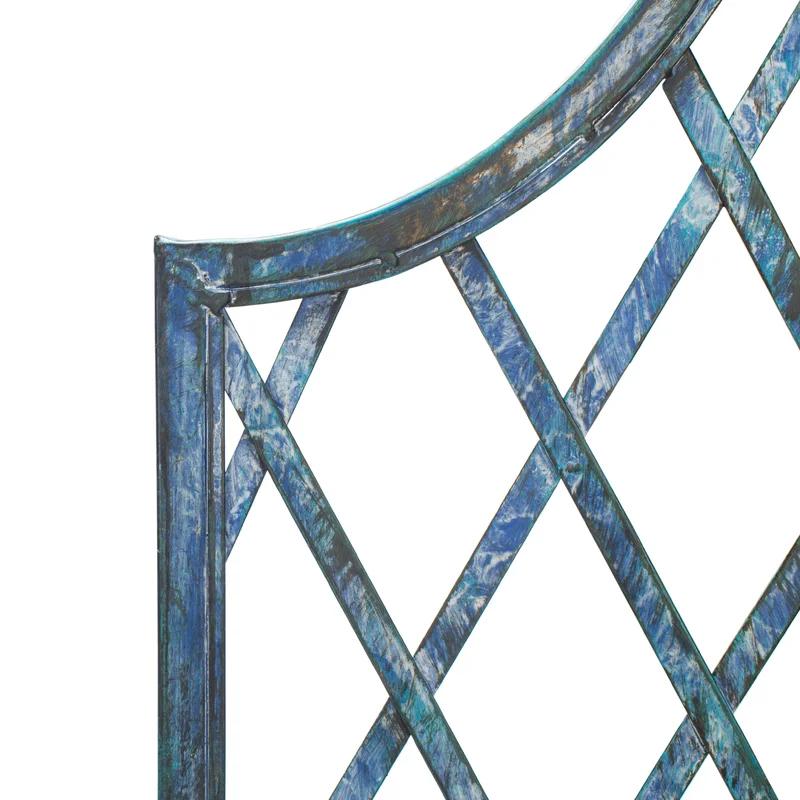 Antique Blue Iron Garden Arbor with Arch Design