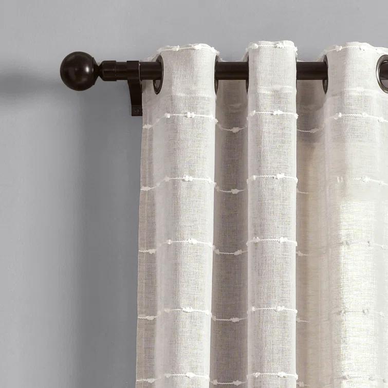 Lush Decor Farmhouse Textured Sheer Polyester Sheer Curtain Pair (Set of 2)