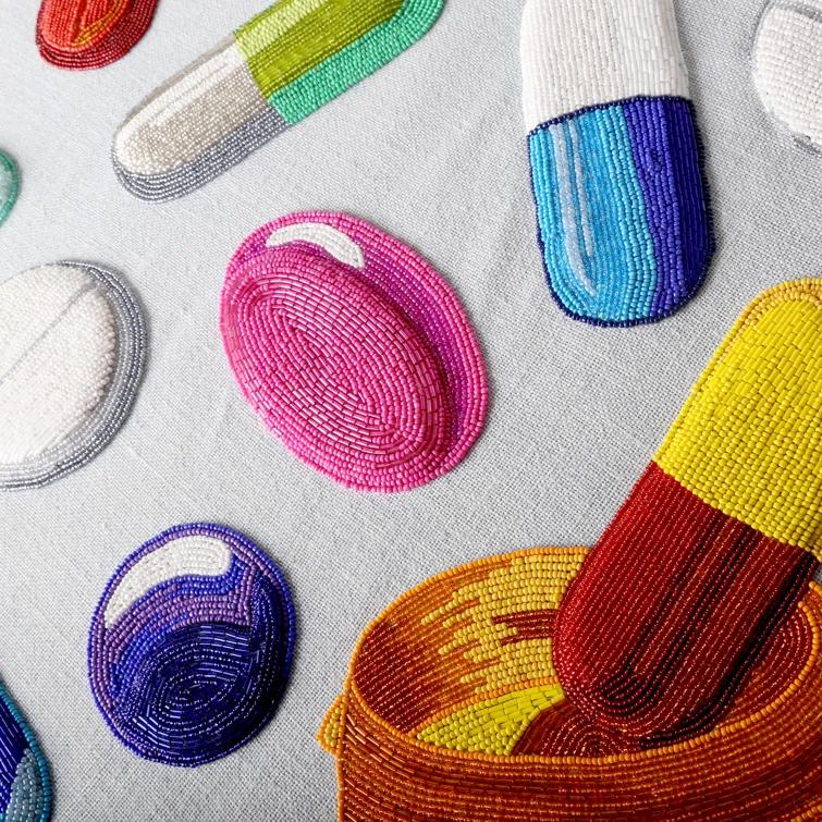 Jonathan Adler Happy Pills Beaded Wall Art
