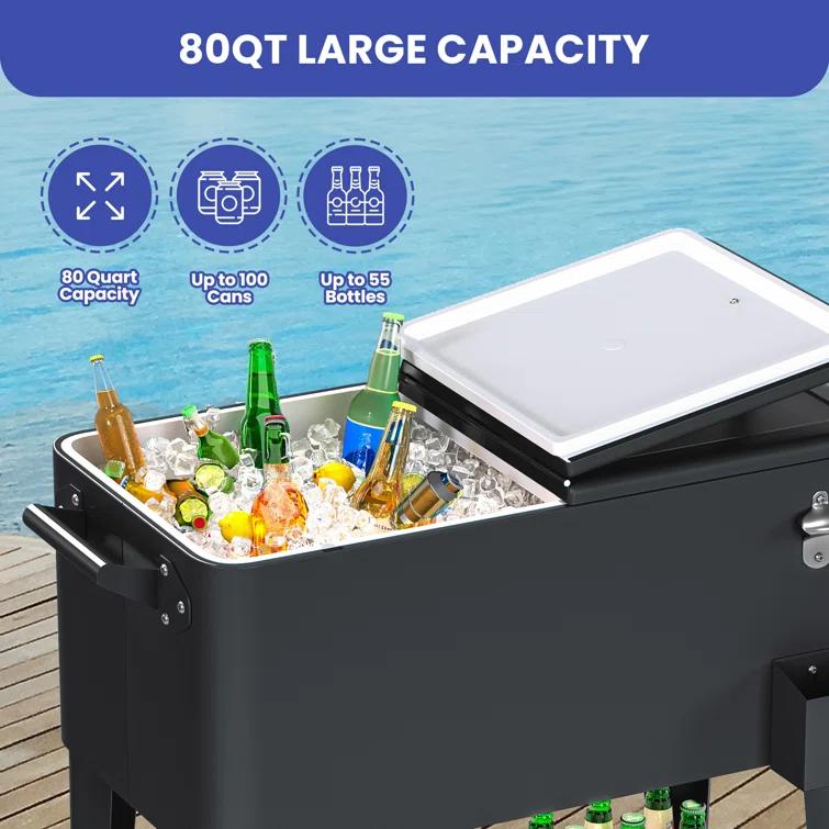 Permasteel 80-Qt Classic Outdoor Patio Cooler On Wheels