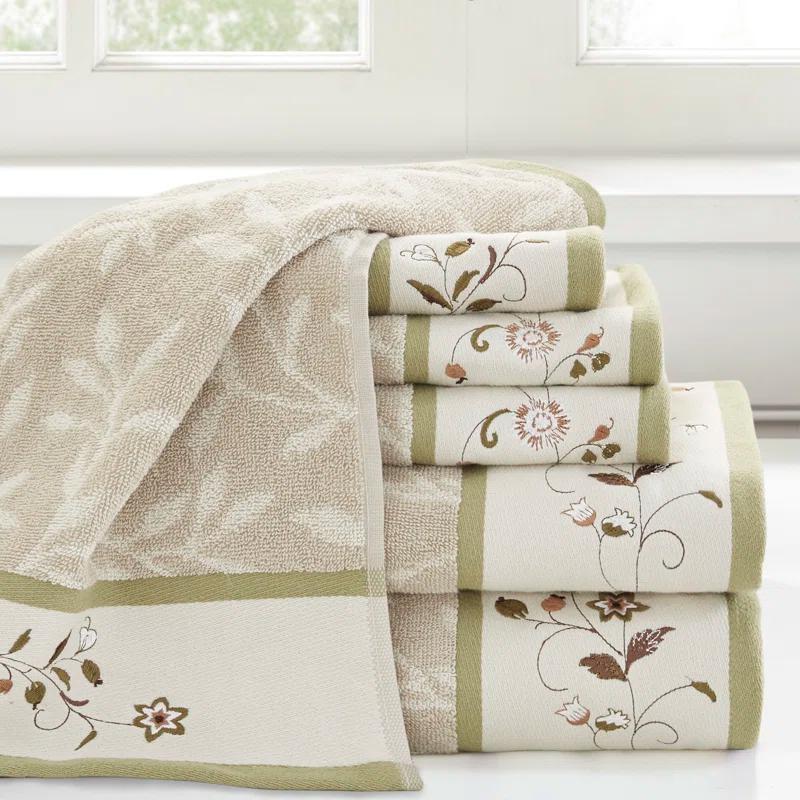 Madison Park Raheem Embroidered Cotton Jacquard Towel Set (Set of 6)